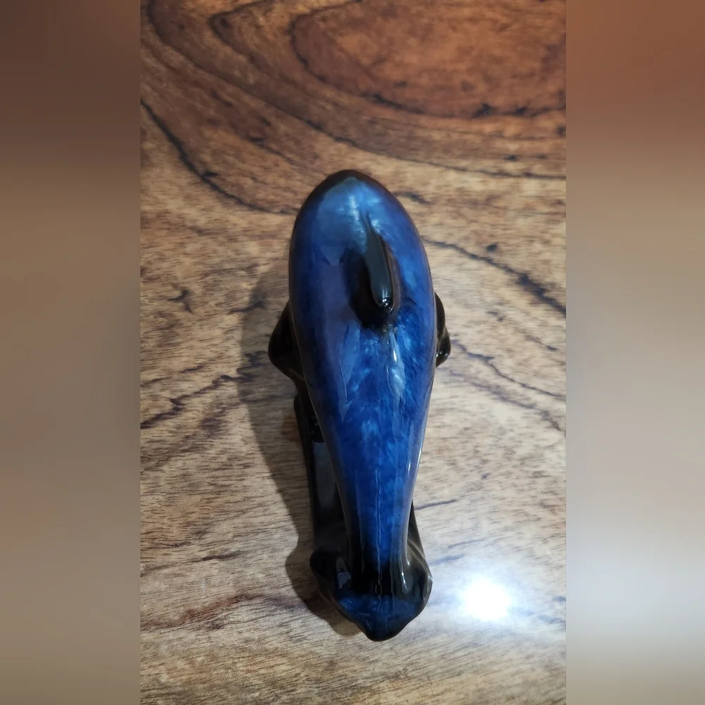Terracotta Painted Ombre Blue Dolphin Figure - Picture 5 of 9